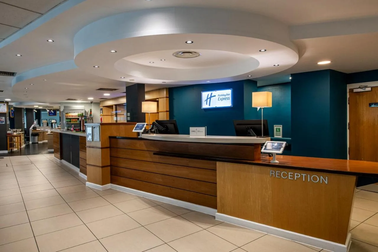 Reception counter in the hotel's main lobby
